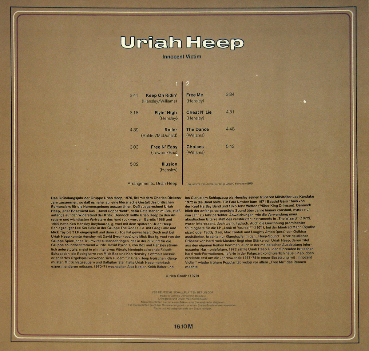 High Resolution Photos of uriah heep innocent victim amiga ddr 